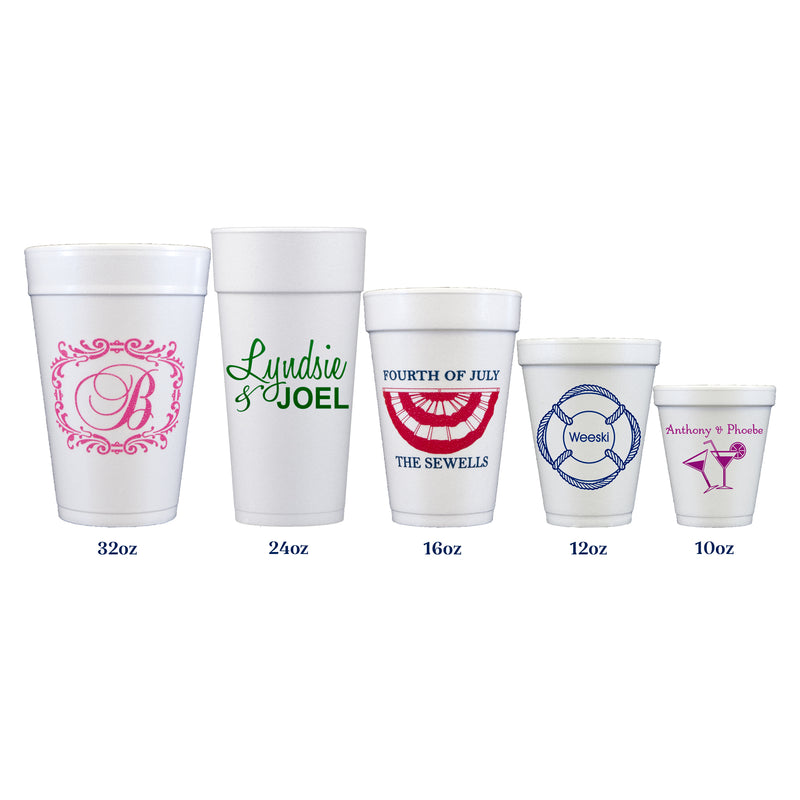 Personalized Styrofoam Cups - 5 Sizes