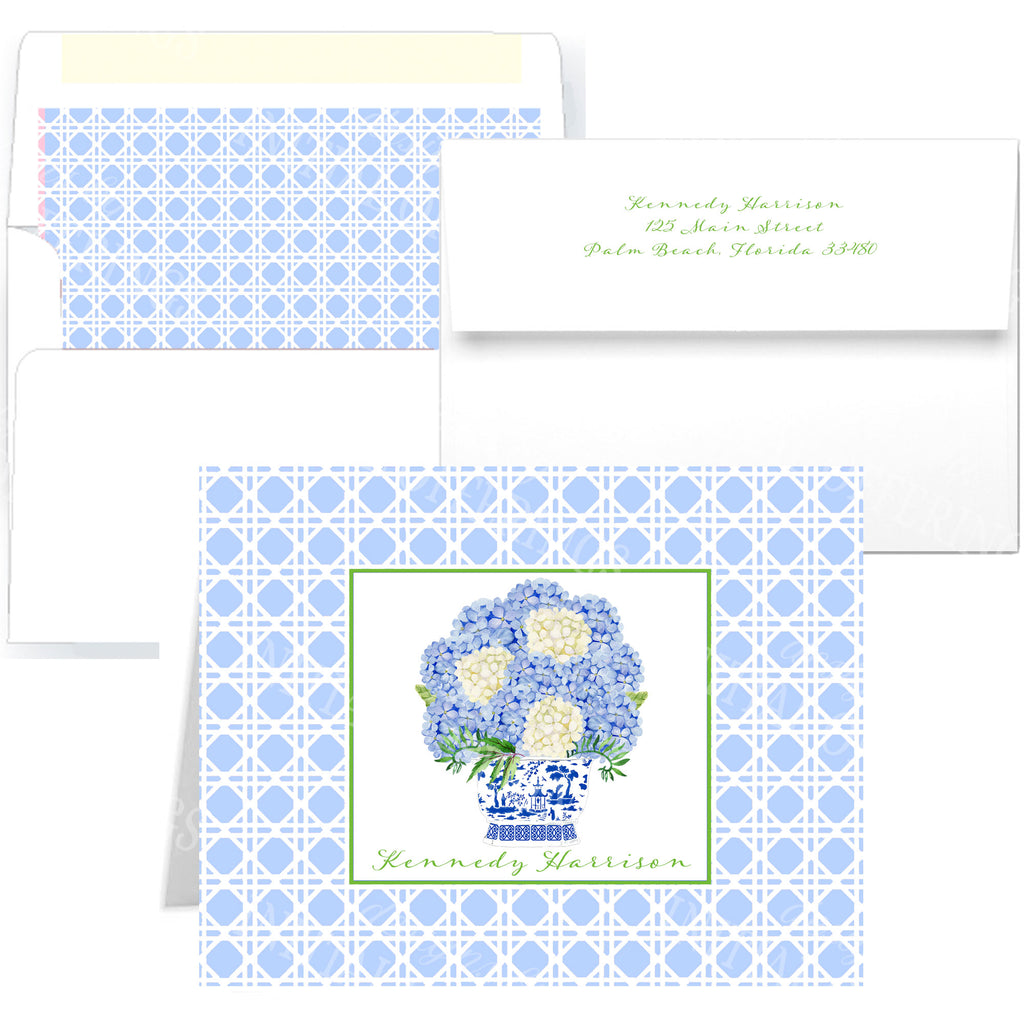 Blue Hydrangea Bouquet Note Cards