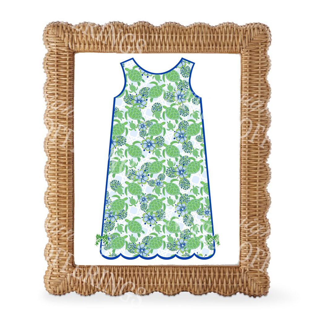Kiwi Turtle Print Shift Dress Wall Art