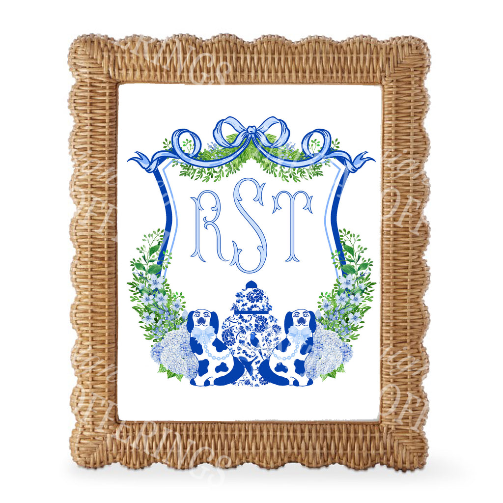 Blue Staffie Crest with Monogram Wall Art