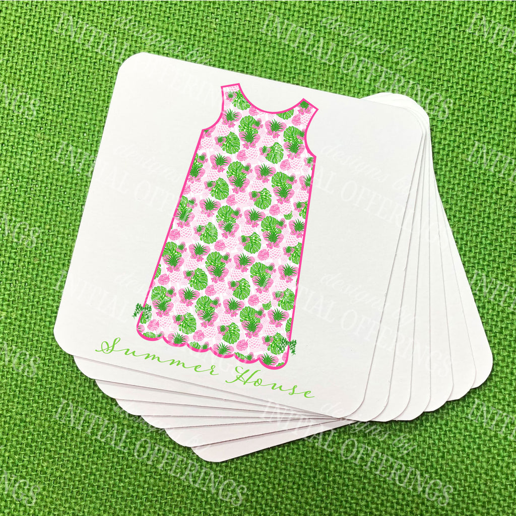 Pink Pineapple Print Shift Dress Coasters