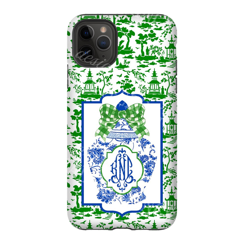 Ginger Jar with Green Toile Glossy Tough Phone Case | iPhone | Samsung Galaxy