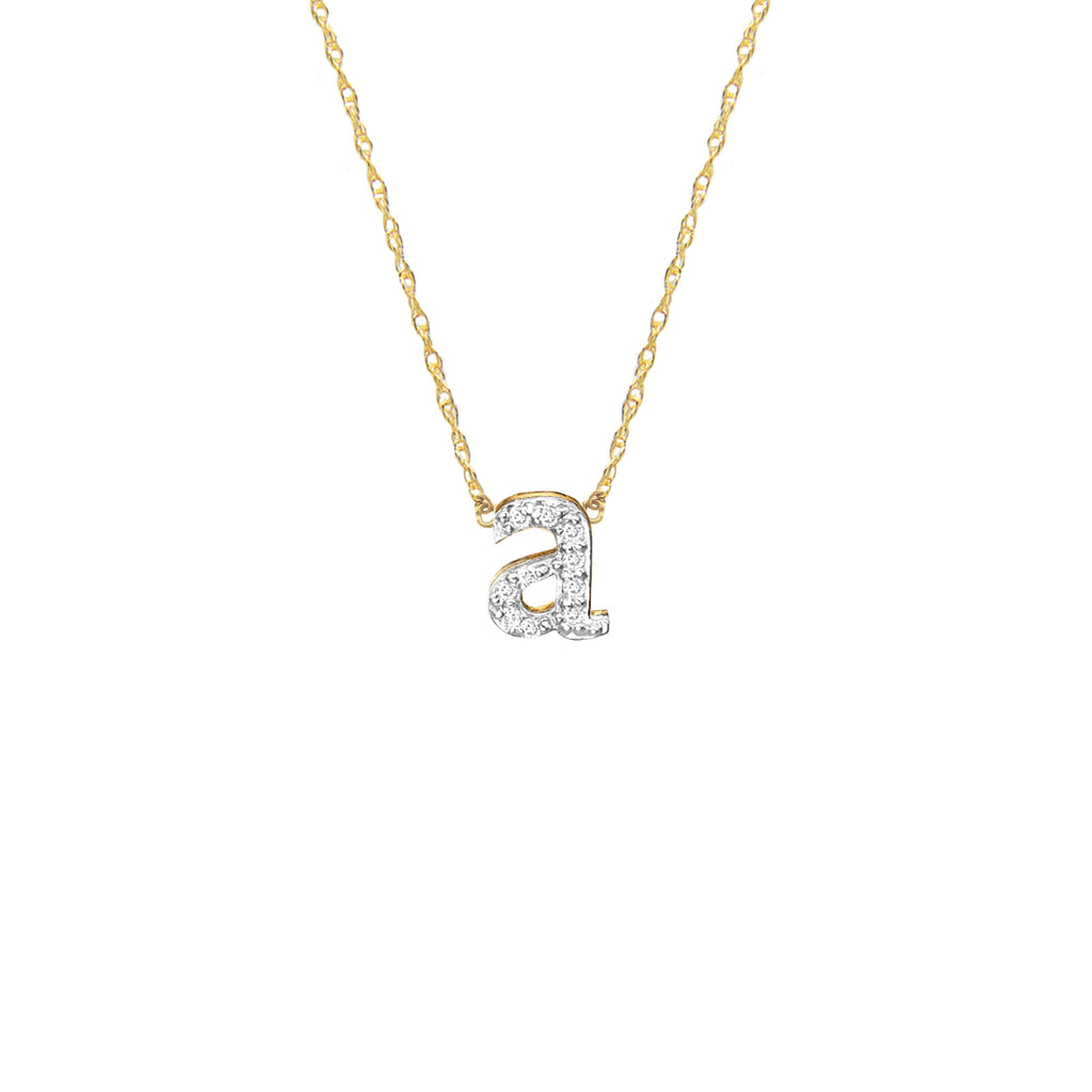 14K Gold Single Letter Diamond Necklace