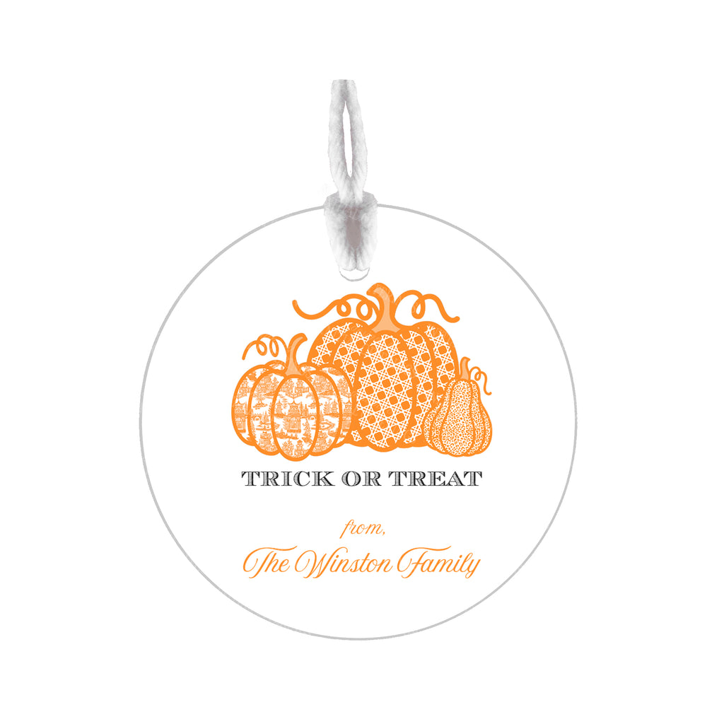 Orange Pumpkin Trio Round Gift Tags