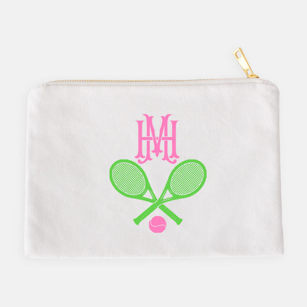 Tennis Racquets Green and Pink Accessory Case