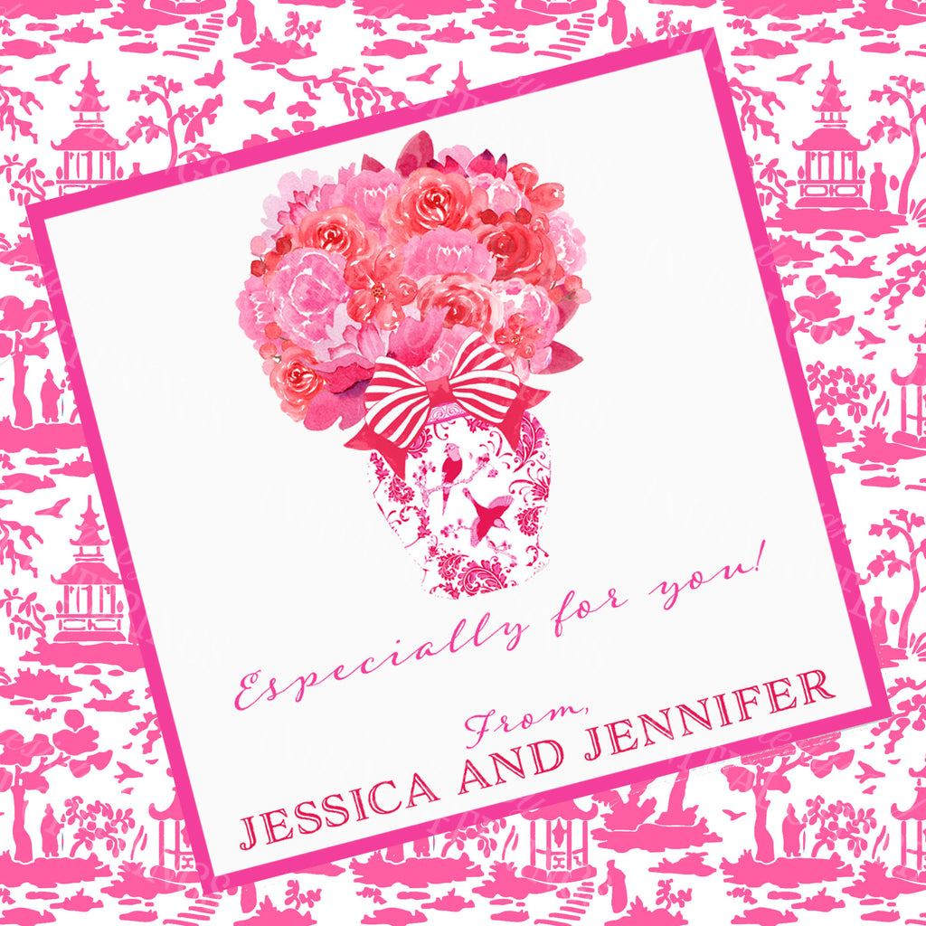 Pink and Red Bouquet Gift Enclosure Card