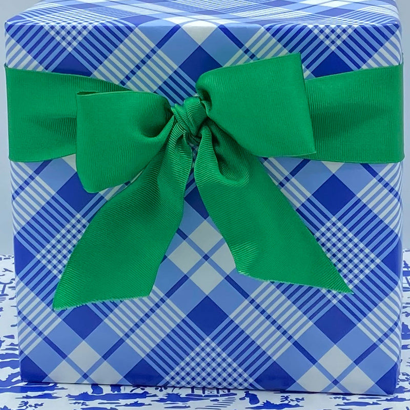 Blue and White Plaid Gift Wrap Paper