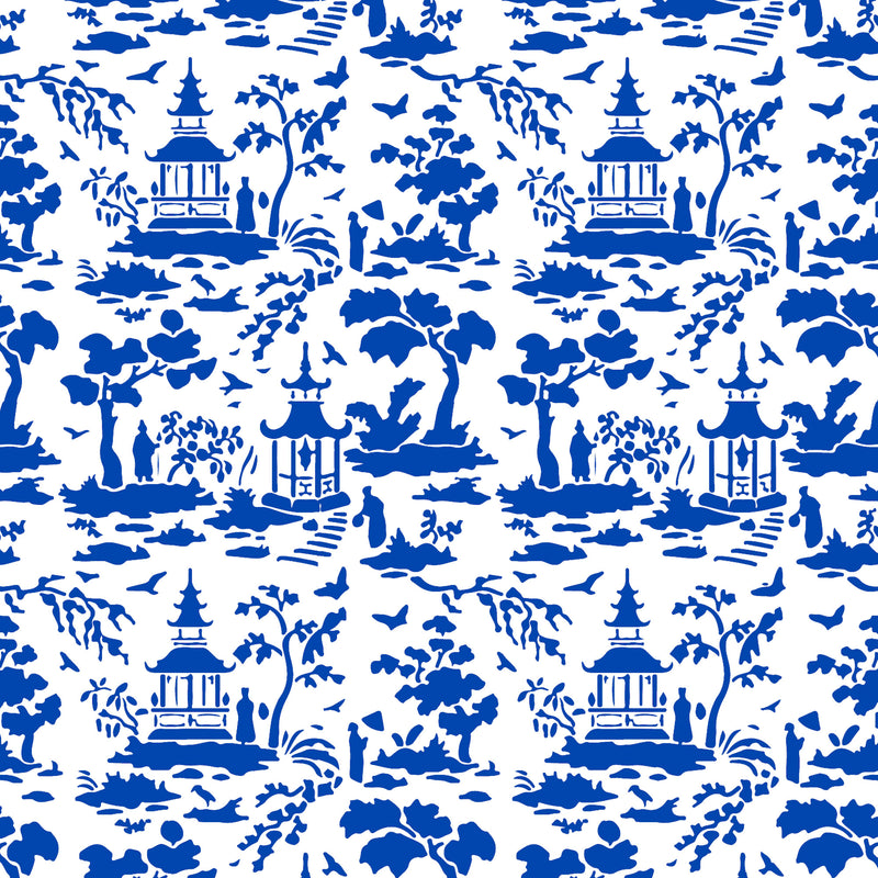 Blue Pagoda Toile Gift Wrap Paper