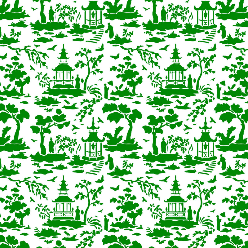 Kelly Green Pagoda Toile Gift Wrap Paper