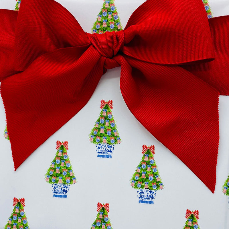 Red and Blue Christmas Tree Gift Wrap Paper