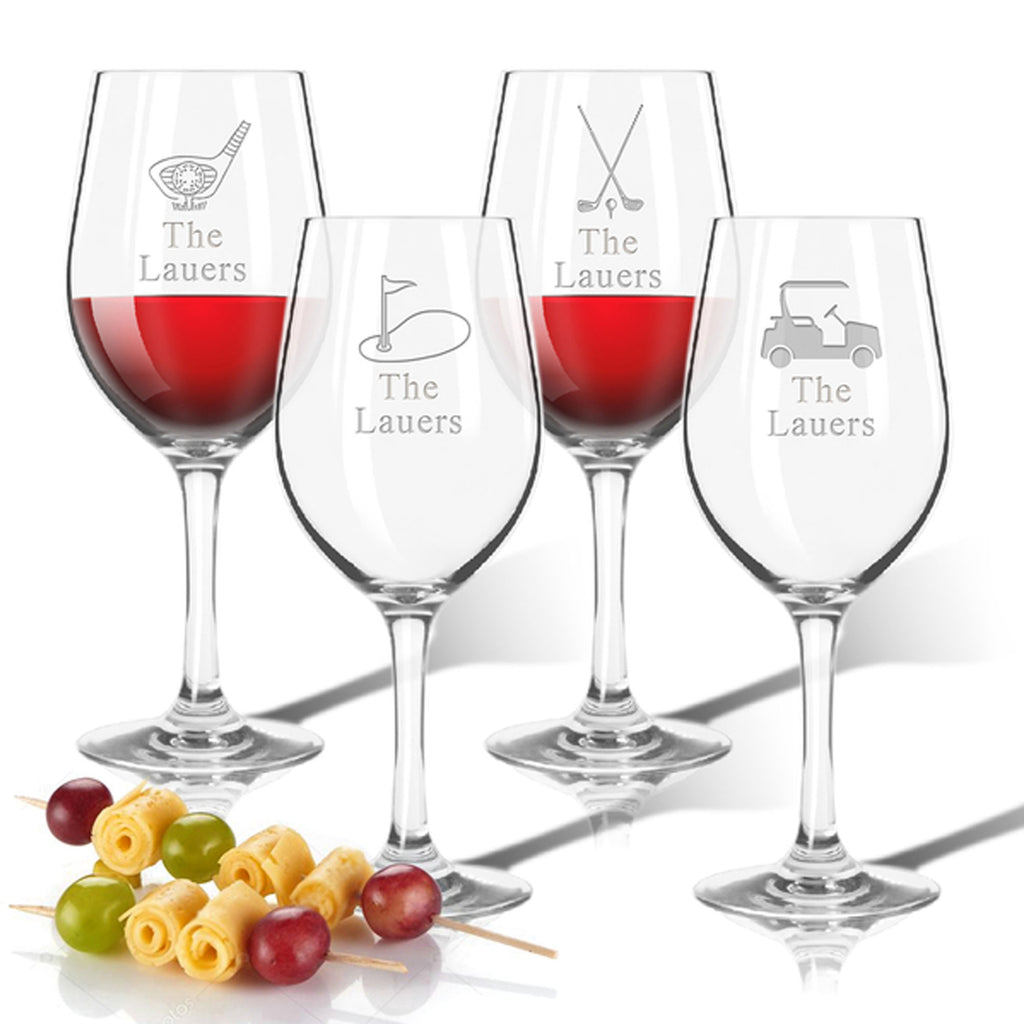 Tritan Golf Theme Unbreakable Set of 4 Wine Stems