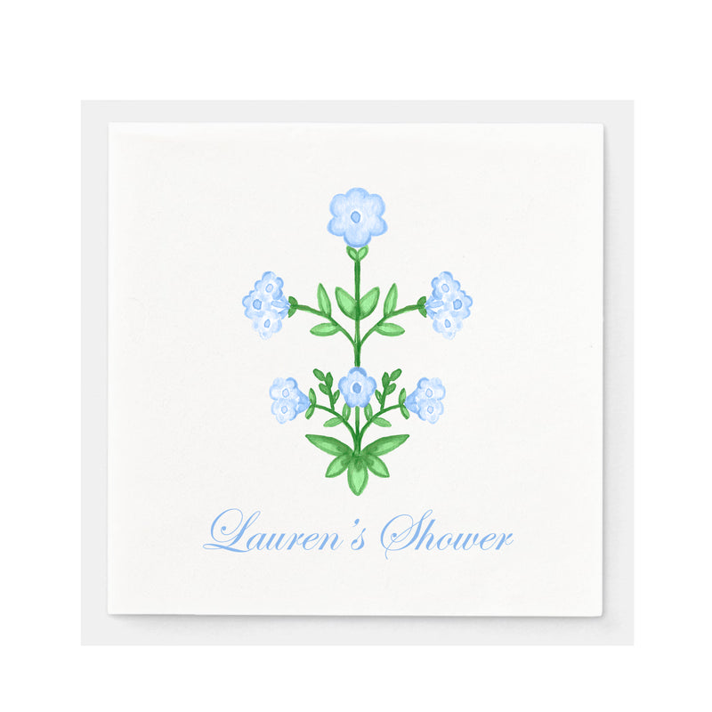 Blue Block Flower Napkins - Available in two sizes