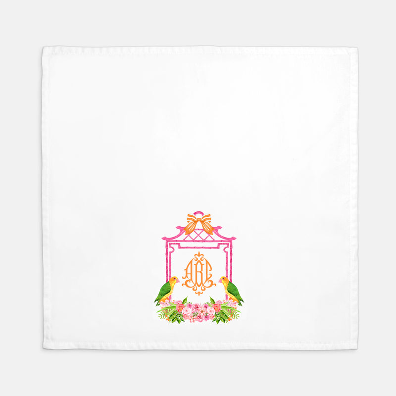 Pink Bamboo Monogram Frame Set of 2 Hostess Towels