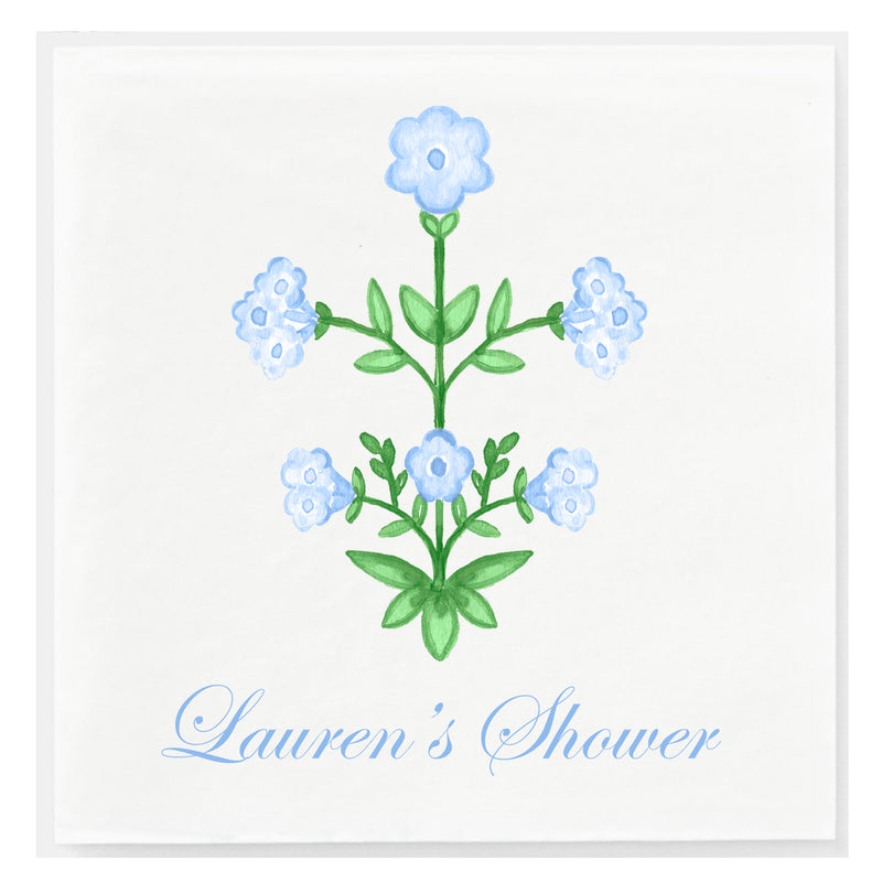 Blue Block Flower Napkins - Available in two sizes