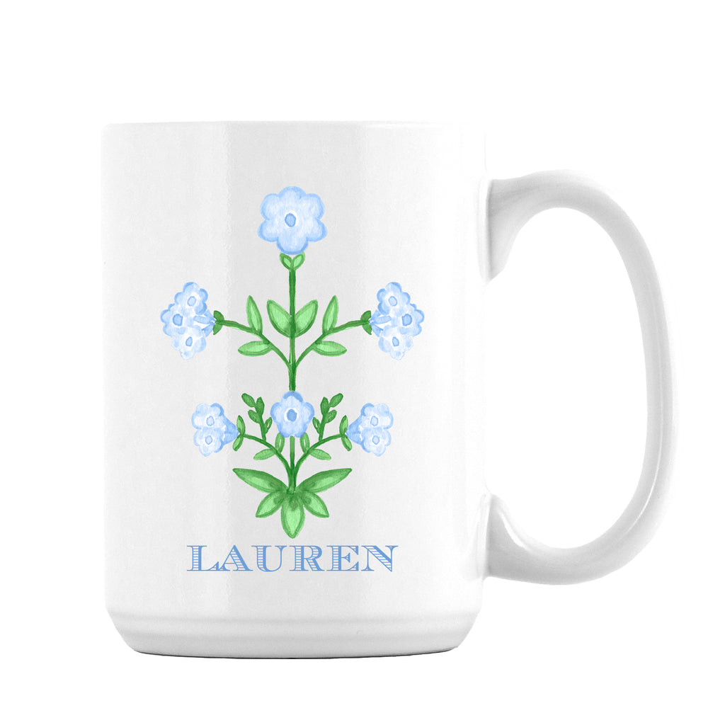 Blue Block Flower Mug