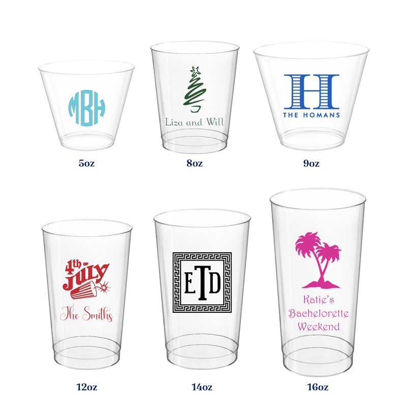 Personalized Hard Plastic Cups - 6 Sizes