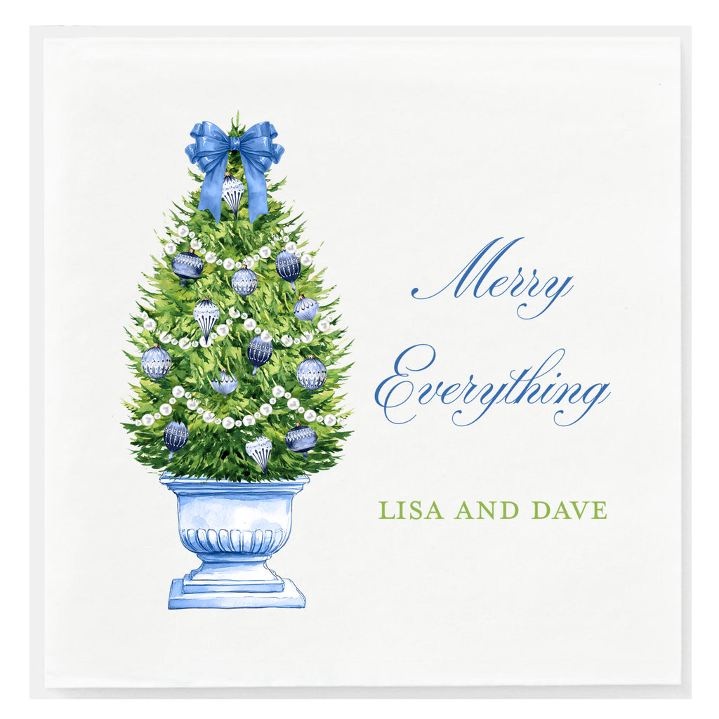 Blue Christmas Tree Napkins - Available in two sizes