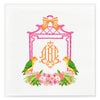Pink Bamboo Monogram Frame Napkins - Available in two sizes