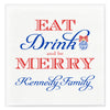 Red and Blue Eat Drink and Be Merry Napkins - Available in two sizes