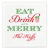 Red and Green Eat Drink and Be Merry Napkins - Available in two sizes