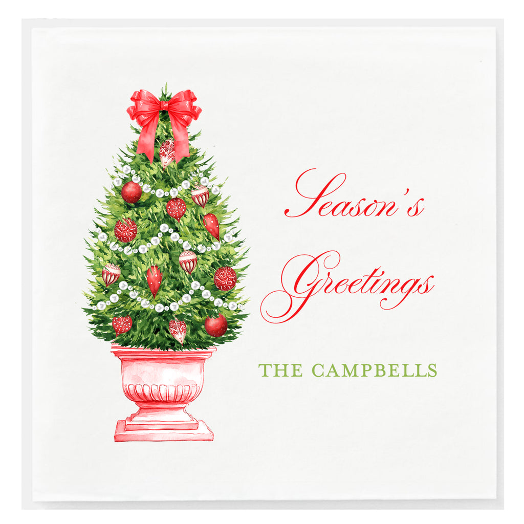 Red Christmas Tree Napkins - Available in two sizes