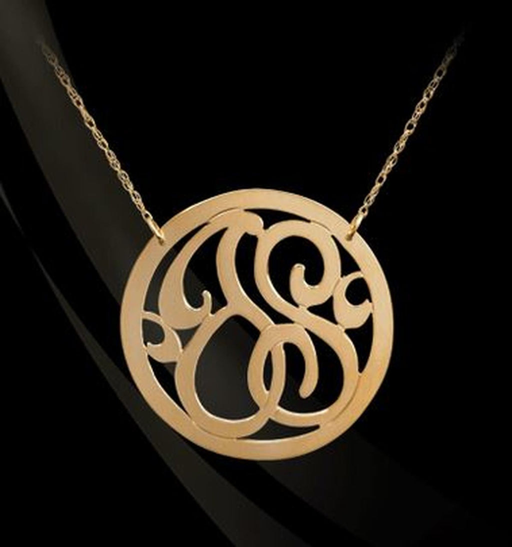 14K Gold or Sterling Silver 2-Initial Monogram Necklace