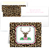 Leopard Print Stag Head Swag with Pink Bow Personalized Note Cards