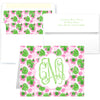 Pink Pineapple Print Monogram Note Cards