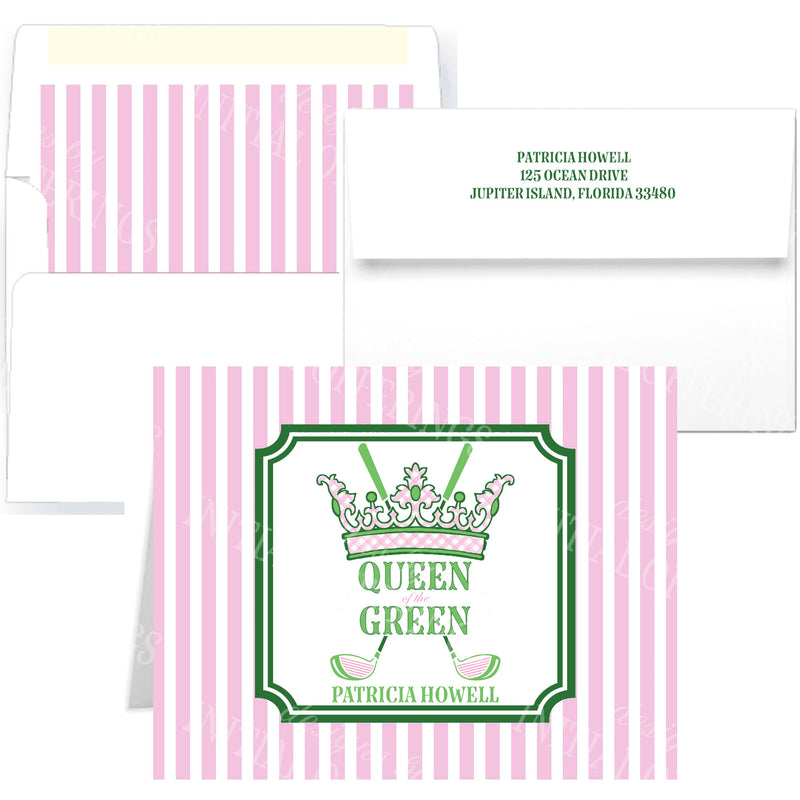 Pink and Green Queen of the Green Notecards