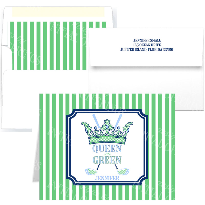 Green and Blue Queen of the Green Notecards