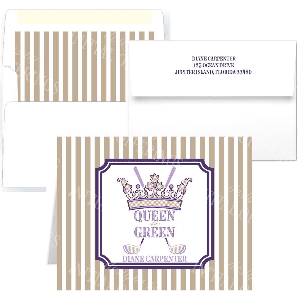 Lavender and Khaki Queen of the Green Notecards