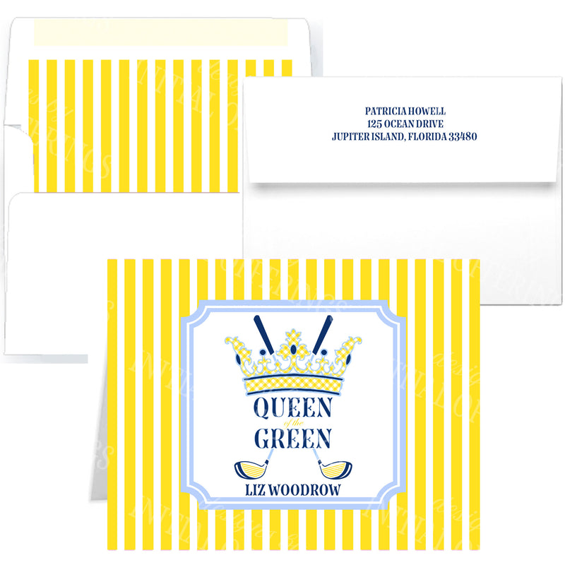 Navy and Yellow Queen of the Green Notecards