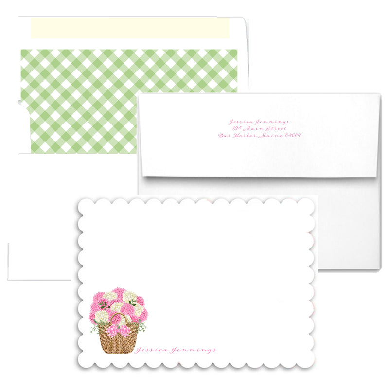 Pink Nantucket Bouquet Scallop Edge Notecards