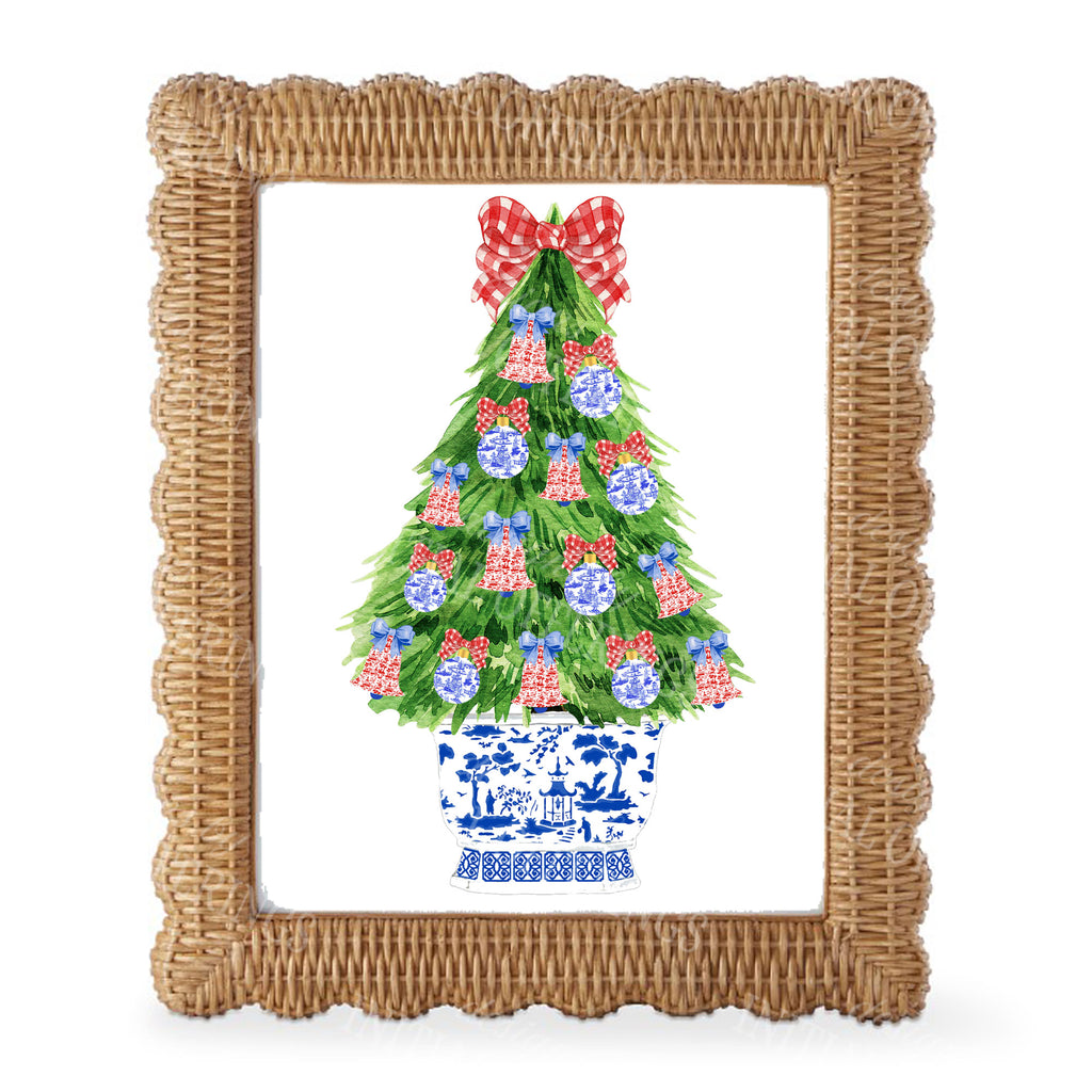 Red and Blue Christmas Tree Wall Art
