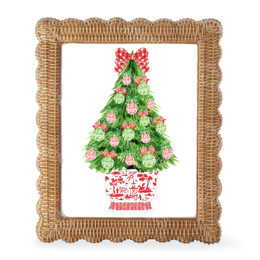 Red and Green Christmas Tree Wall Art
