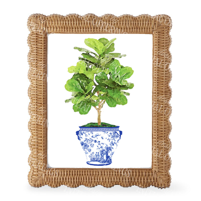 Fig Tree in Blue Planter Wall Art
