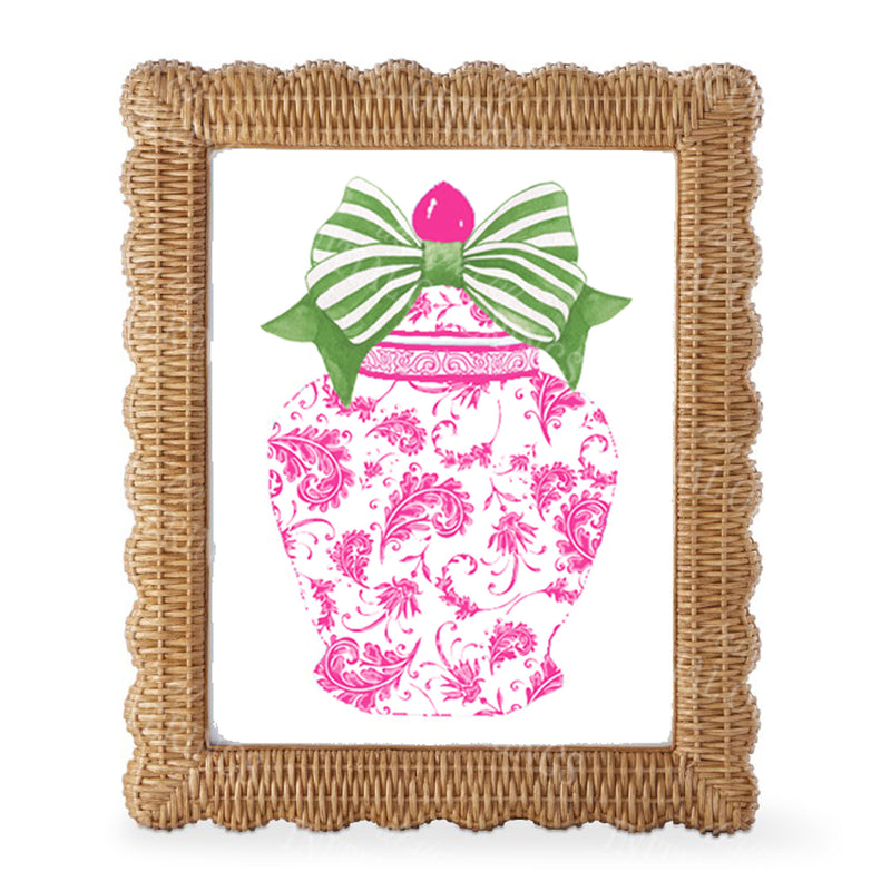 Ginger Jar Pink with Green Bow Wall Art