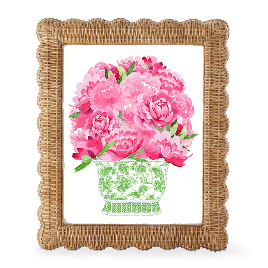 Pink Peonies in Green Planter Wall Art