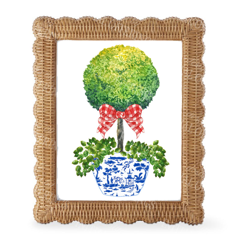 Topiary with Red Gingham Bow Wall Art