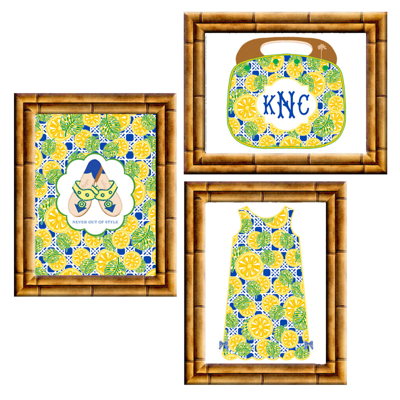 Yellow Citrus Collection | Gallery Wall Set of 3 Art Prints