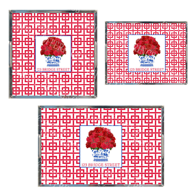 Red Bouquet Acrylic Tray in 3 Sizes