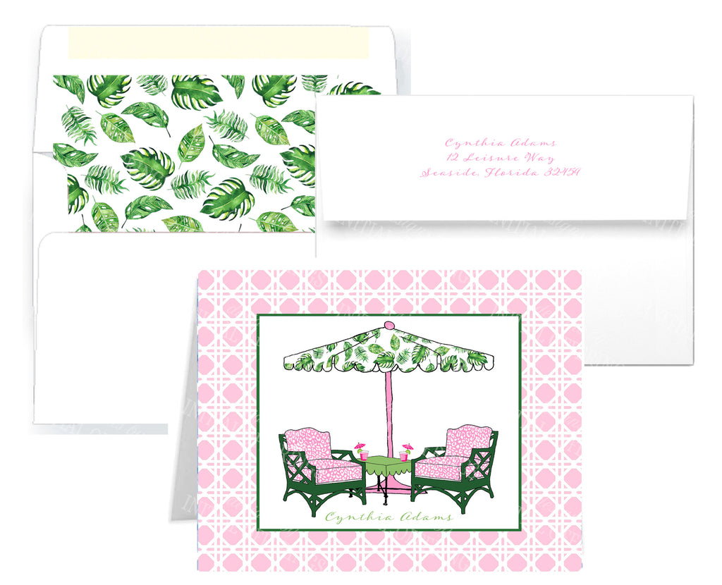 Cocktails Pink and Green Notecards