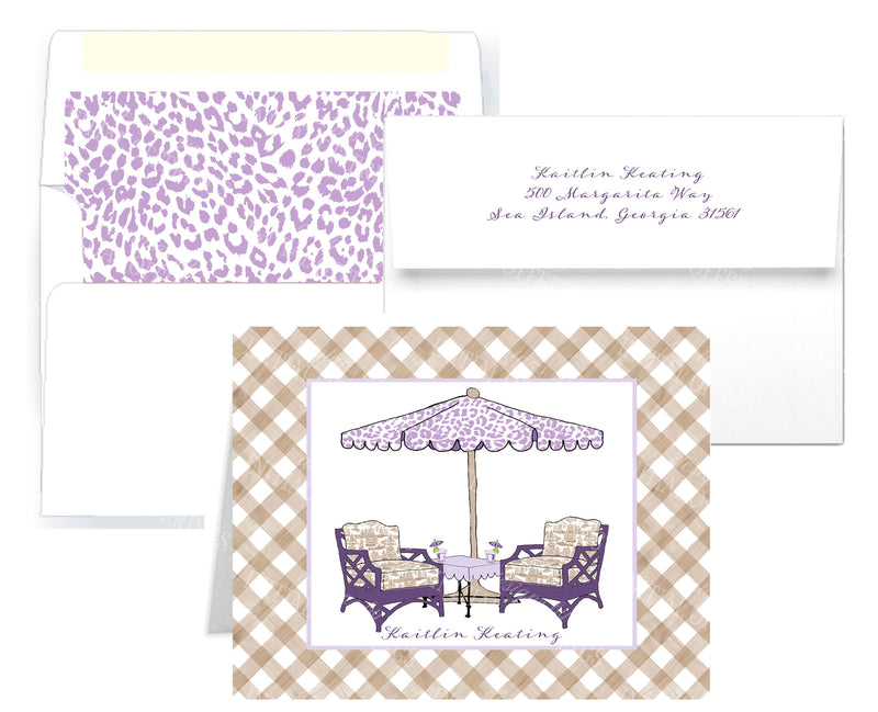 Cocktails Lavender and Khaki Notecards