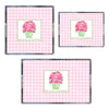 Pink Peonies in Green Planter Pink Wicker Acrylic Tray in 3 Sizes