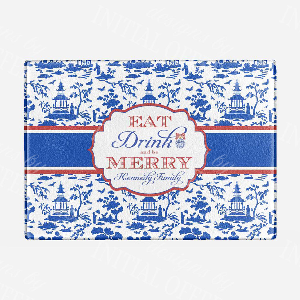 Red and Blue Eat Drink and Be Merry Cutting Board - 2 Sizes