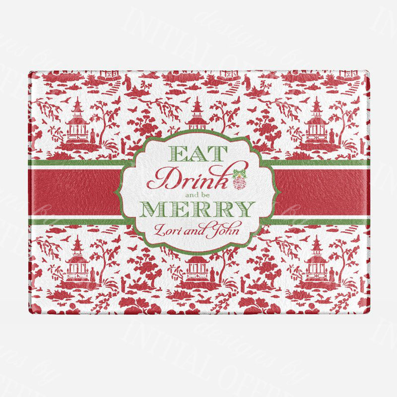 Red and Green Eat Drink and Be Merry Cutting Board - 2 Sizes