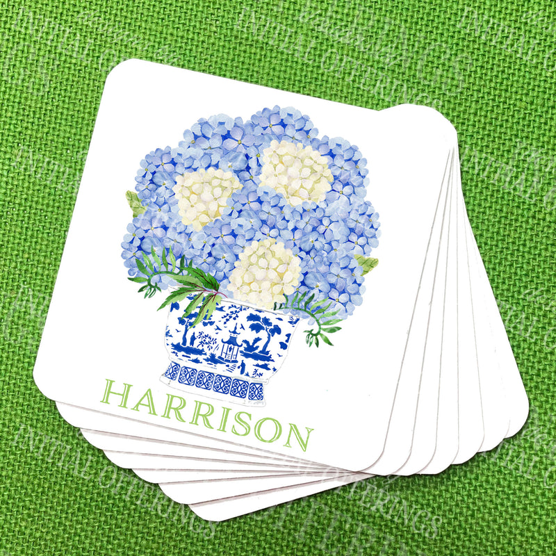 Blue Hydrangea Bouquet Coasters
