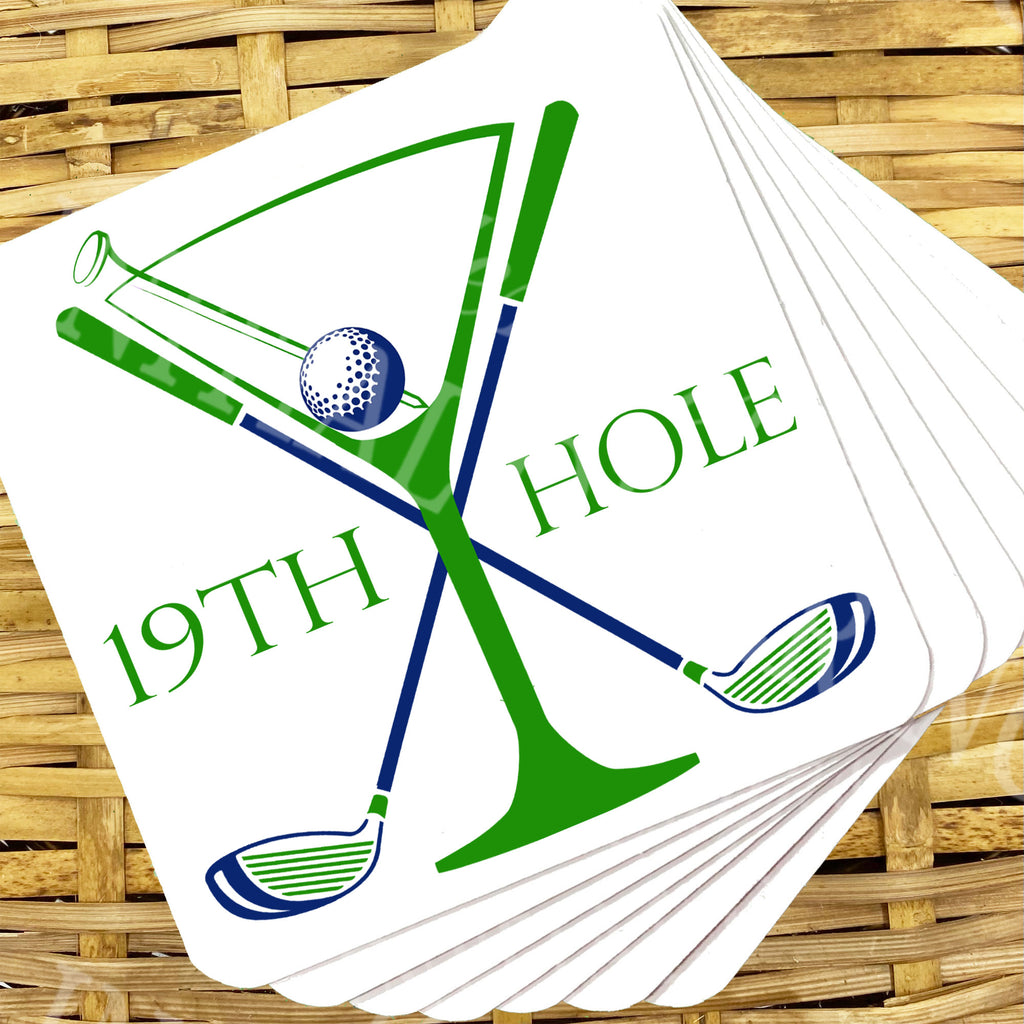 19th Hole Coasters in Navy and Green
