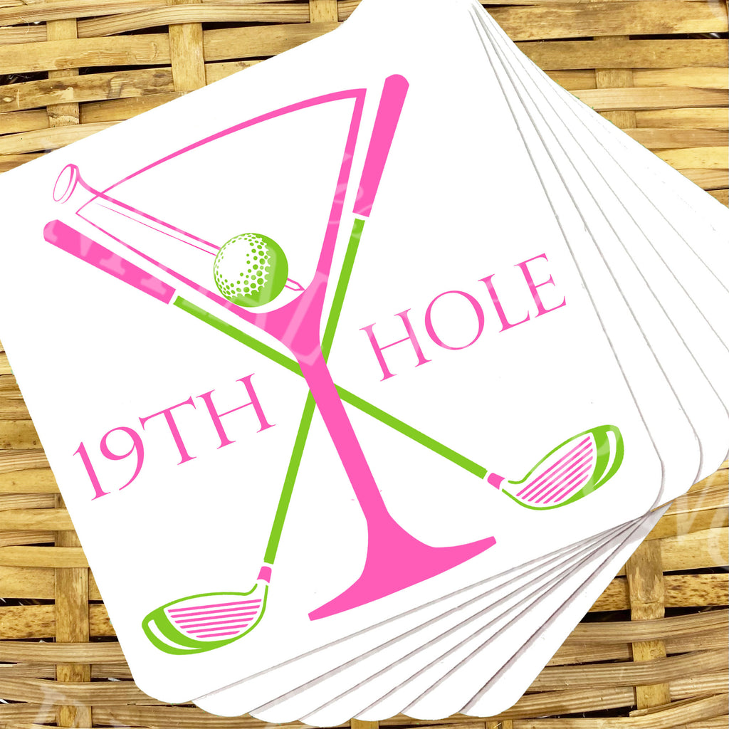 19th Hole Coasters in Pink and Green
