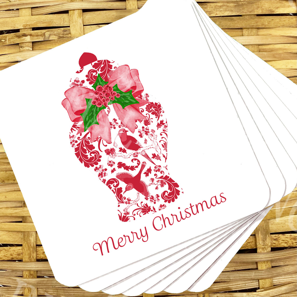 Red Holiday Ginger Jar Coasters